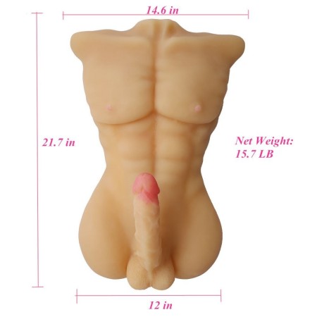 Male Body Torso Love Doll, 3D Realistic Sex Toy Doll with Big Dildo for Women