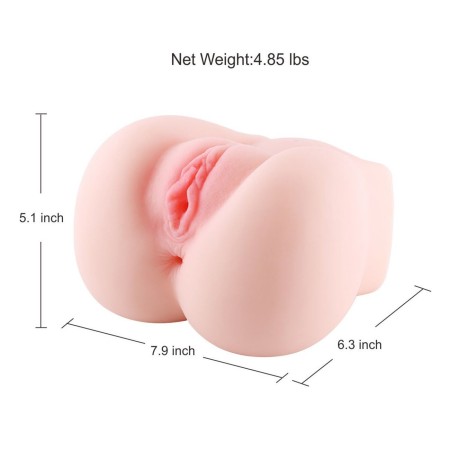 Hismith Life Size Ass Pussy Anal Sex Toy,3D Realistic Vagina Anus Butt Male Masturbator for Men Masturbation(4.85 Pounds)