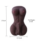 Black Full Silicone Lady boy Sex Doll with 18cm Penis&Big Breast, Love Doll for Women, Lesbian Gay Male Adult Dolls